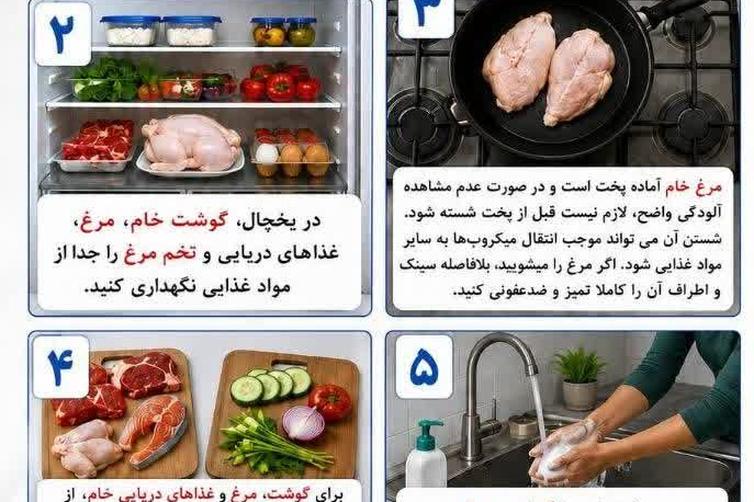  ۷ نکته ضروری برای جلوگیری از آلودگی متقاطع مواد غذایی و پیشگیری از ابتلا به بیماری‌های منتقله از غذا