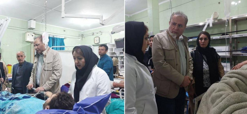 عیادت دکتر بهزاد داورنیا، رئیس دانشگاه از دانشجویان مصدوم دانشکده پرستاری گرمی