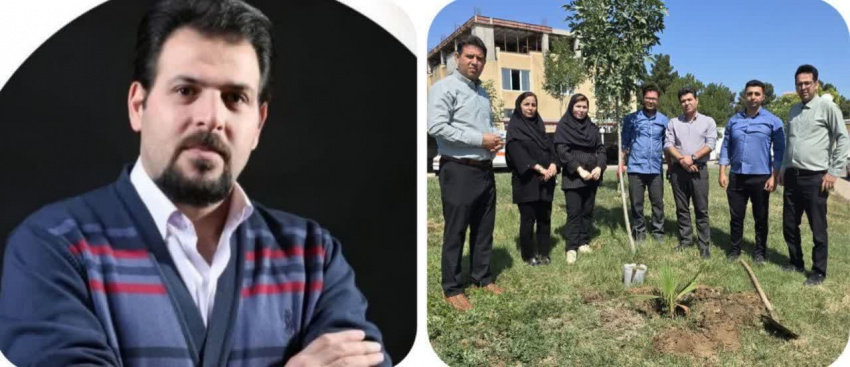 کاشت ۴ اصله نهال در محوطه ستاد شبکه بهداشت و درمان پارس‌آباد