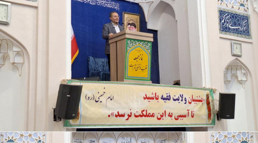 سخنرانی دکتر بهزاد داورنیا، رئیس دانشگاه علوم‌پزشکی اردبیل پیش از خطبه‌های نمازجمعه اردبیل