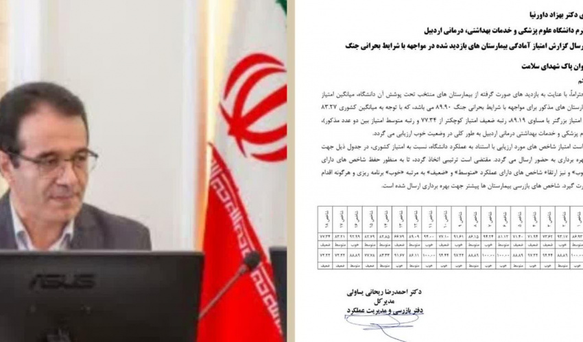 ثبت موفقیتی دیگر در کارنامه دانشگاه علوم پزشکی اردبیل با کسب رتبه «خوب» آمادگی بحران